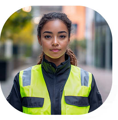 Femme qui gère la sécurité du traffic après avoir passé une formation Sécurité Travail France